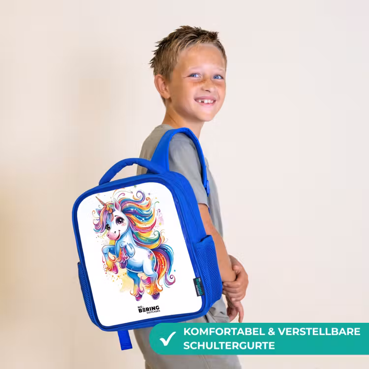 Kinderrucksack - Blau - Tänzelndes Einhorn mit Regenbogenmähne — 5