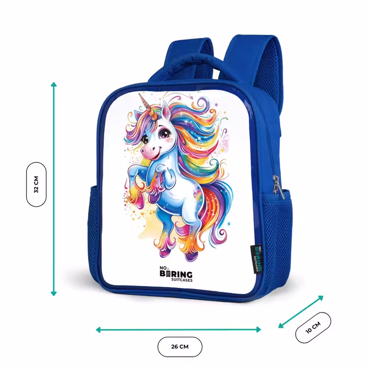 Kinderrucksack - Blau - Tänzelndes Einhorn mit Regenbogenmähne — 6