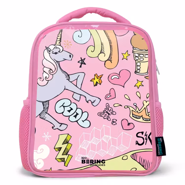 Rucksack Kind - Rosa - Einhorn-Kritzeleien — 1