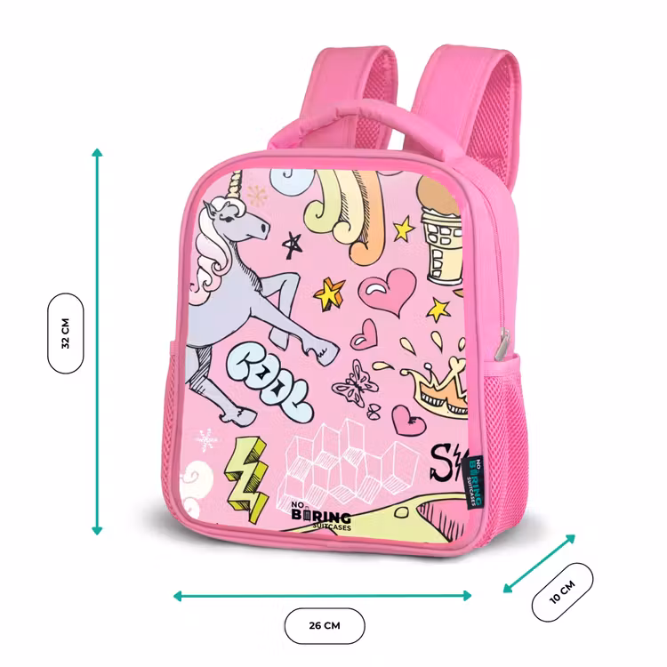 Rucksack Kind - Rosa - Einhorn-Kritzeleien — 2