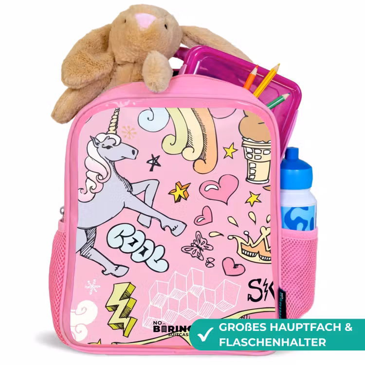 Rucksack Kind - Rosa - Einhorn-Kritzeleien — 3