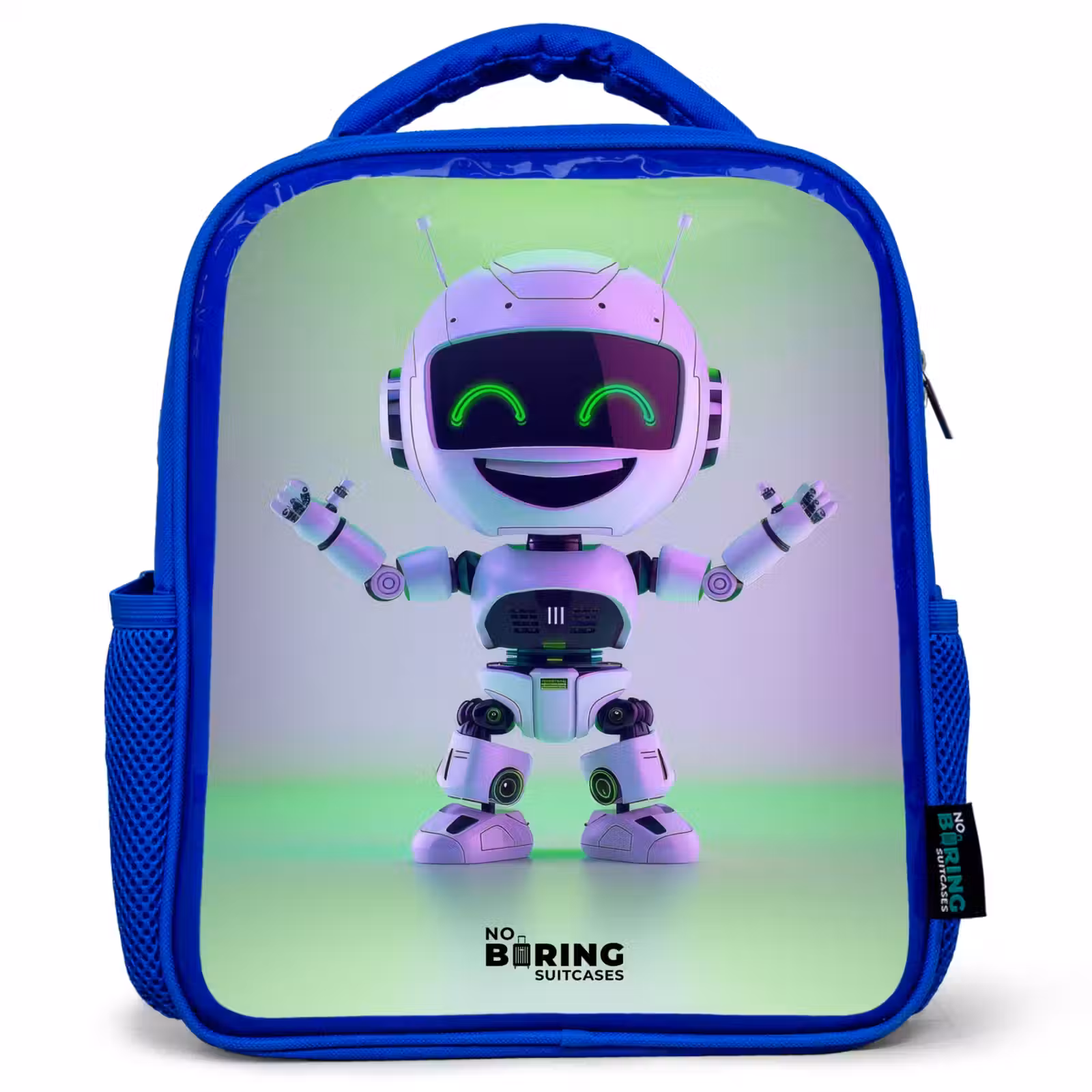 Kinderrucksack - Blau - Roboter mit lila und grünem Licht — 1