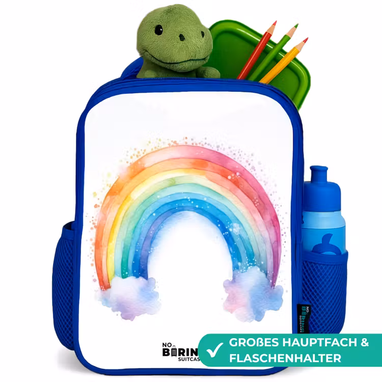 Kinderrucksack - Blau - Aquarell Regenbogen — 3