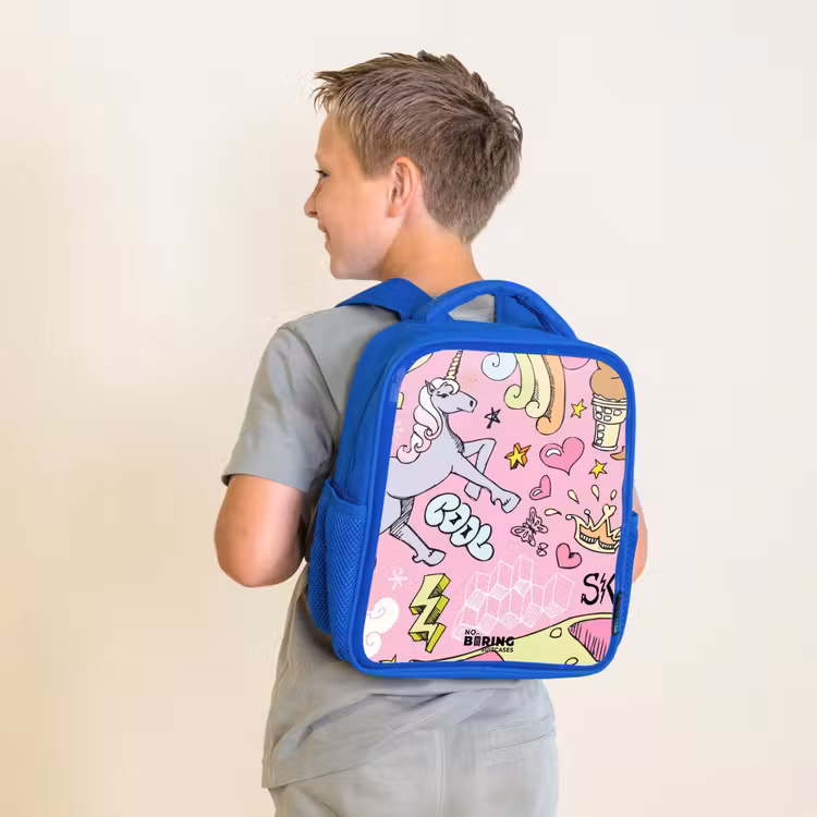 Kinderrucksack - Blau - Einhorn-Kritzeleien — 2