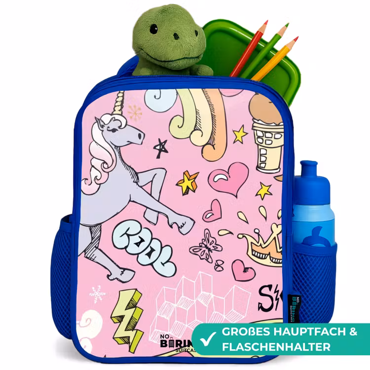Kinderrucksack - Blau - Einhorn-Kritzeleien — 3