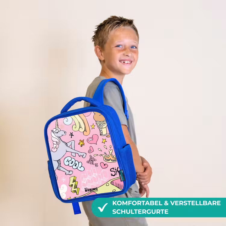 Kinderrucksack - Blau - Einhorn-Kritzeleien — 5