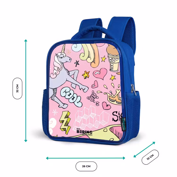 Kinderrucksack - Blau - Einhorn-Kritzeleien — 6
