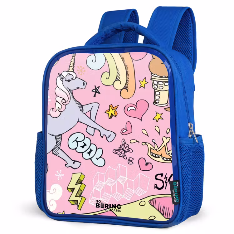 Kinderrucksack - Blau - Einhorn-Kritzeleien — 7
