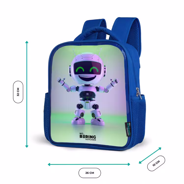 Kinderrucksack - Blau - Roboter mit lila und grünem Licht — 6