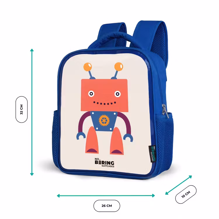 Kinderrucksack - Blau - Roter Roboter mit quadratischem Kopf — 6