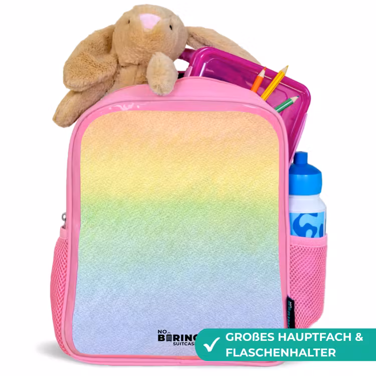 Rucksack Kind - Rosa - Pastellkreide Regenbogen — 3