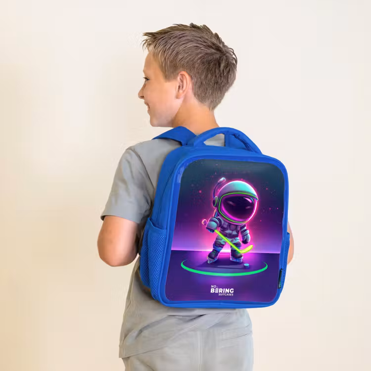 Kinderrucksack - Blau - Weltraum-Hockey — 2