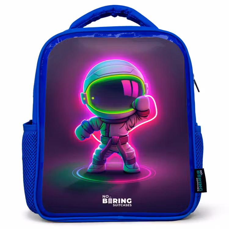 Kinderrucksack - Blau - Weltraum Karate Neon — 1