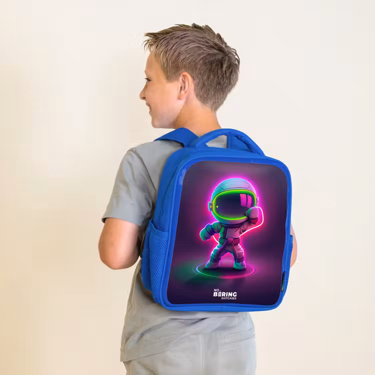 Kinderrucksack - Blau - Weltraum Karate Neon — 2