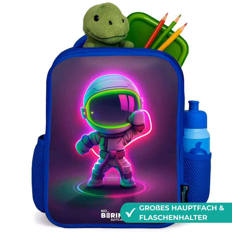 Kinderrucksack - Blau - Weltraum Karate Neon — 3