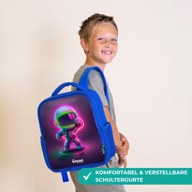 Kinderrucksack - Blau - Weltraum Karate Neon — 5
