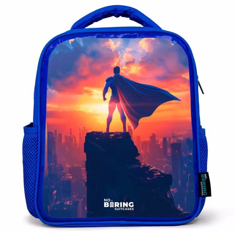 Kinderrucksack - Blau - Wolkenkratzer-Superheld — 1