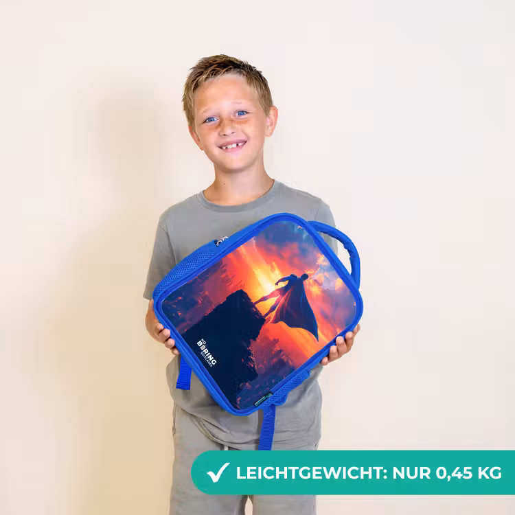 Kinderrucksack - Blau - Wolkenkratzer-Superheld — 4