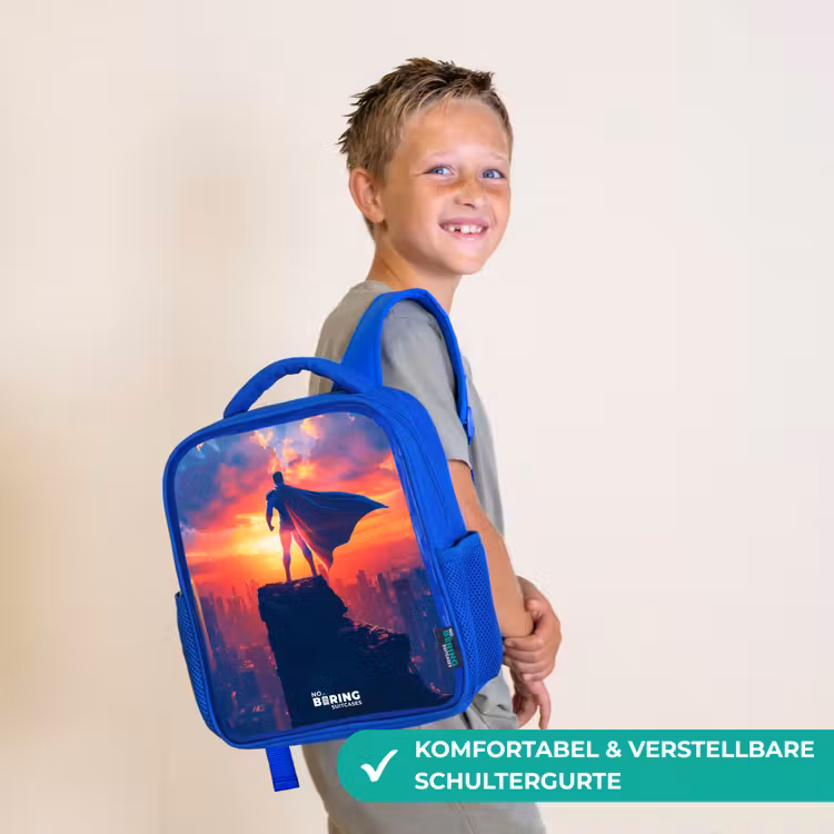 Kinderrucksack - Blau - Wolkenkratzer-Superheld — 5