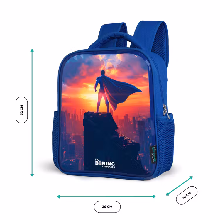 Kinderrucksack - Blau - Wolkenkratzer-Superheld — 6