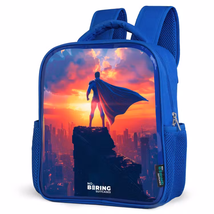 Kinderrucksack - Blau - Wolkenkratzer-Superheld — 7