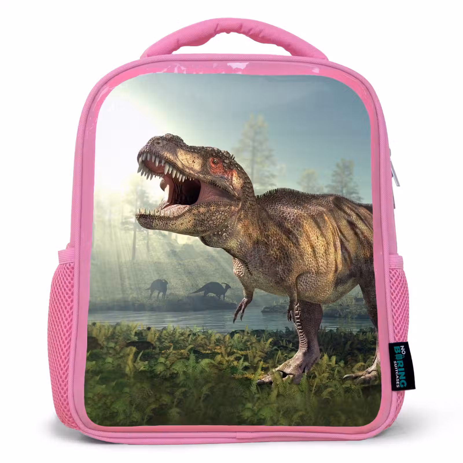 Kinderrucksack - Rosa - Dino - Gras - Zeichnung - Kinder - Jungen — 1