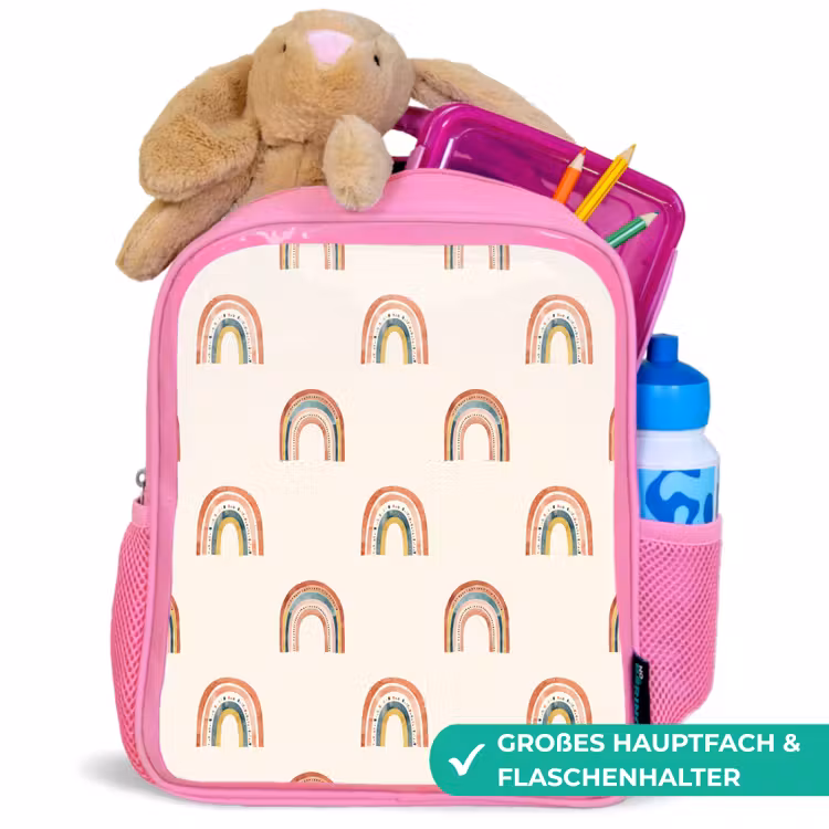 Kinderrucksack - Rosa - Boho - Regenbogen - Muster — 3