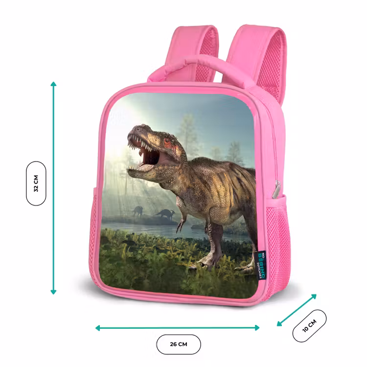 Kinderrucksack - Rosa - Dino - Gras - Zeichnung - Kinder - Jungen — 2