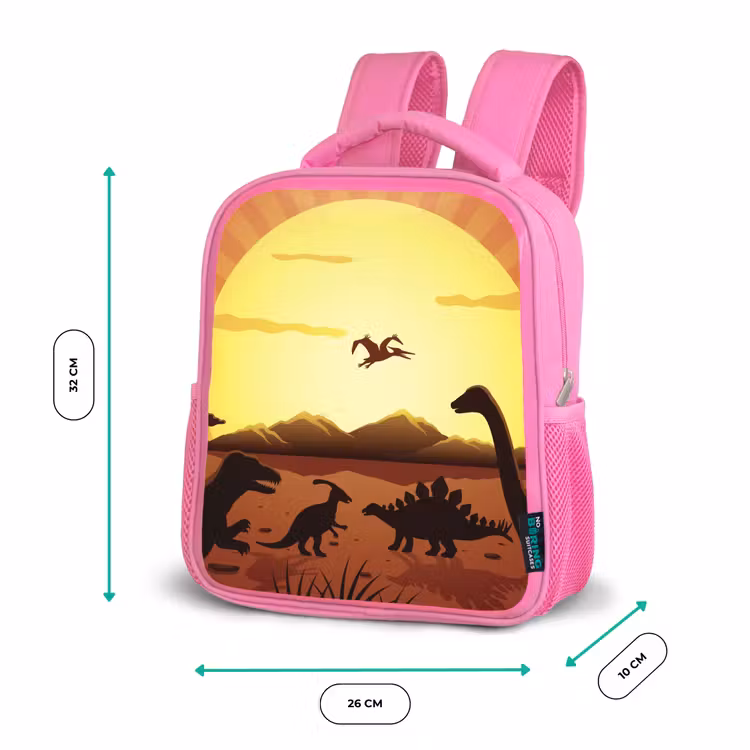 Kinderrucksack - Rosa - Dino - Sonne - Natur - Zeichnung - Kinder - Jungen — 2