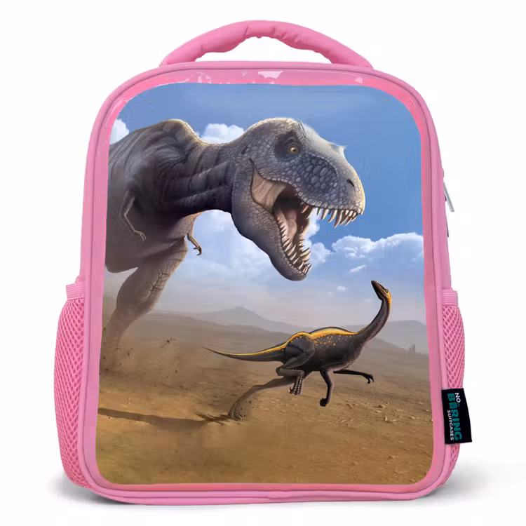 Kinderrucksack - Rosa - Dino - Wildtiere - Zeichnung - Kinder - Jungen — 1