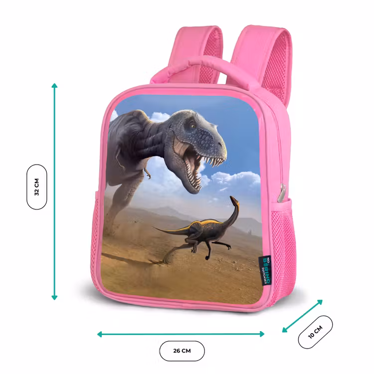 Kinderrucksack - Rosa - Dino - Wildtiere - Zeichnung - Kinder - Jungen — 2