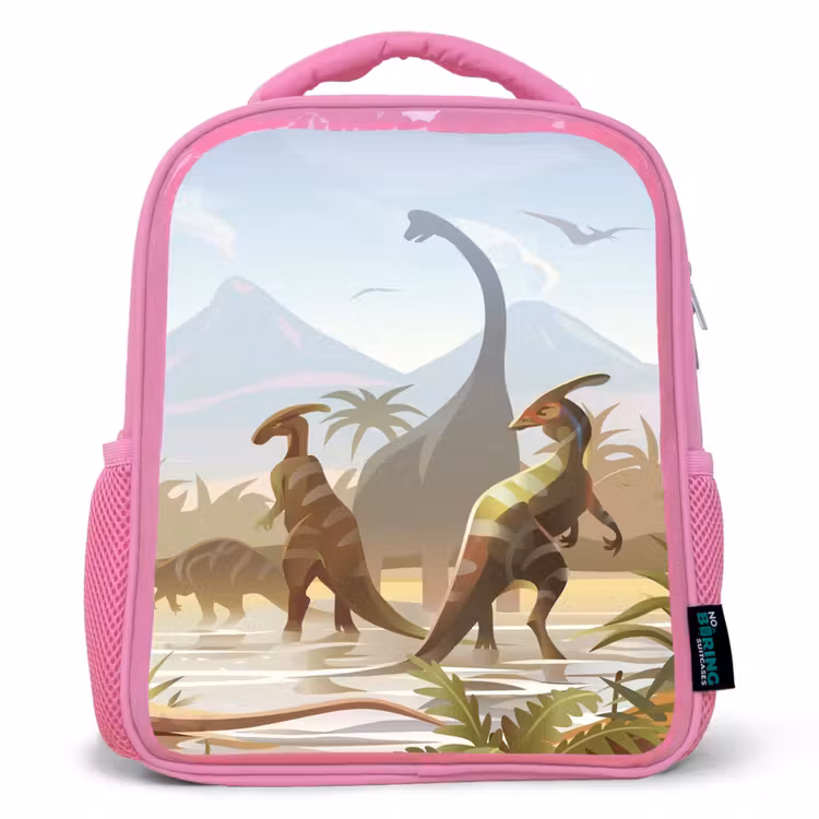 Kinderrucksack - Rosa - Dinosaurier - Landschaft - Tropisch - Kinder - Jungen — 1