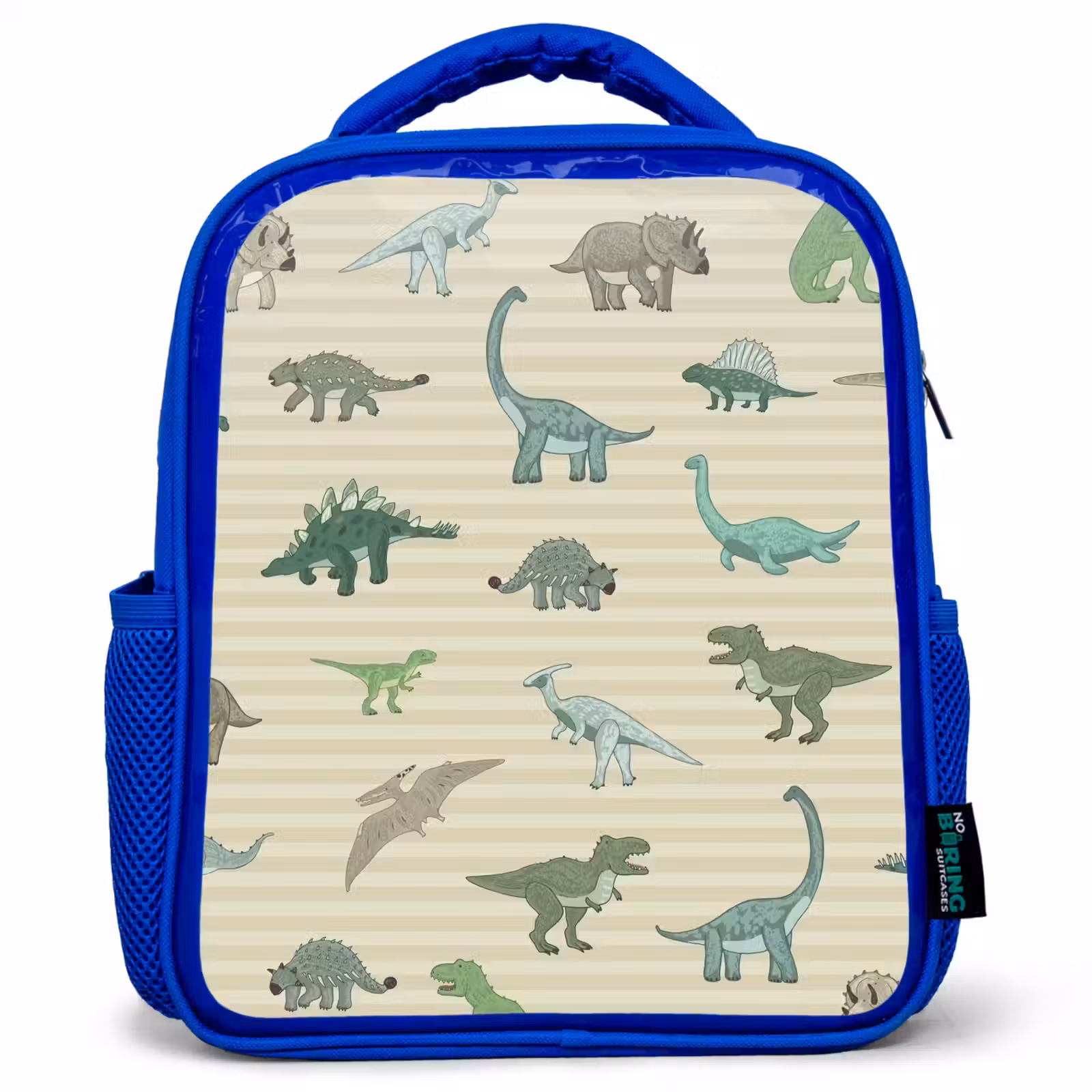 Kinderrucksack - Blau - Dino - Muster - Streifen - Grün — 1