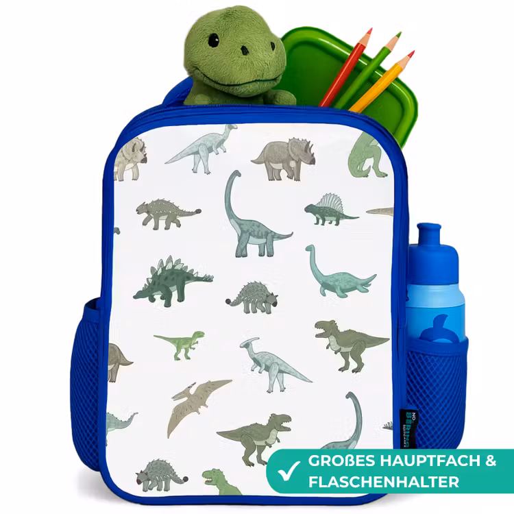 Kinderrucksack - Blau - Dino - Muster - Grün — 3
