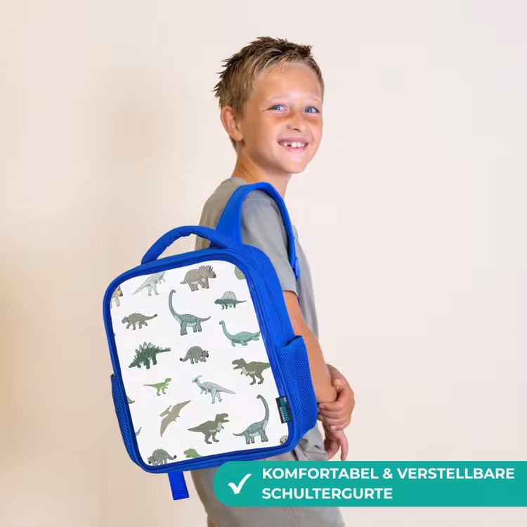 Kinderrucksack - Blau - Dino - Muster - Grün — 5