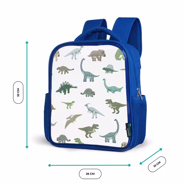 Kinderrucksack - Blau - Dino - Muster - Grün — 6