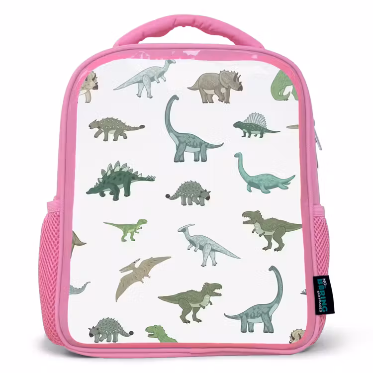 Kinderrucksack - Rosa - Dino - Muster - Grün — 1