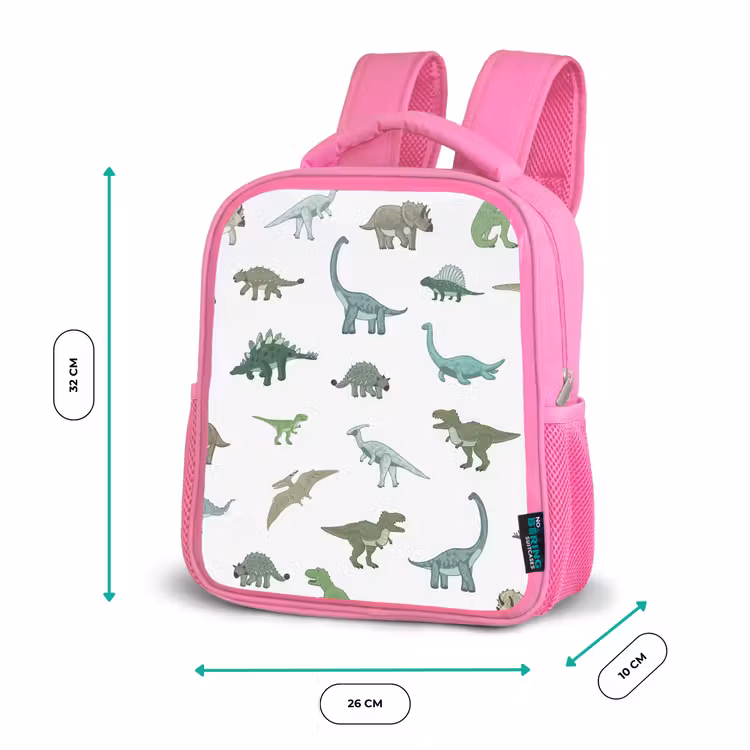 Kinderrucksack - Rosa - Dino - Muster - Grün — 2