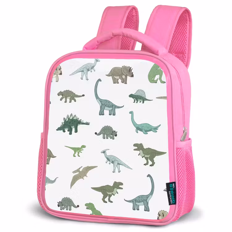 Kinderrucksack - Rosa - Dino - Muster - Grün — 4