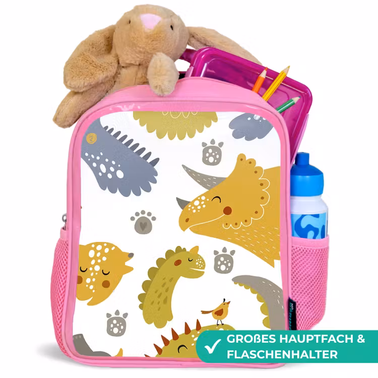 Kinderrucksack - Rosa - Dinosaurier - Muster - Jungen - Dino - Kinder — 3