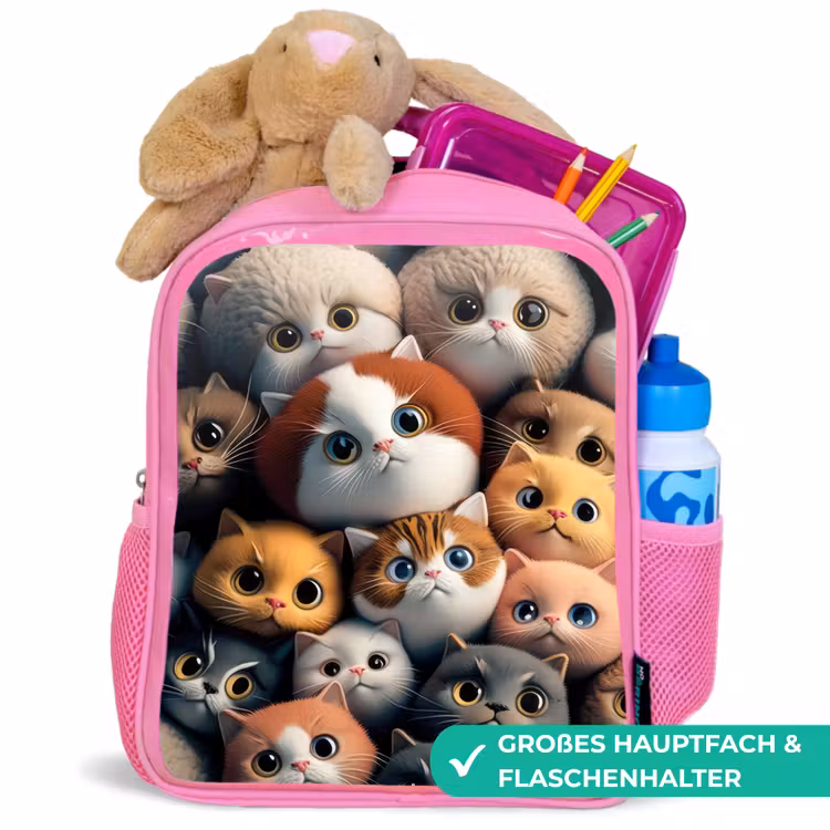 Kinderrucksack - Rosa - Orangefarbene Katzen — 3