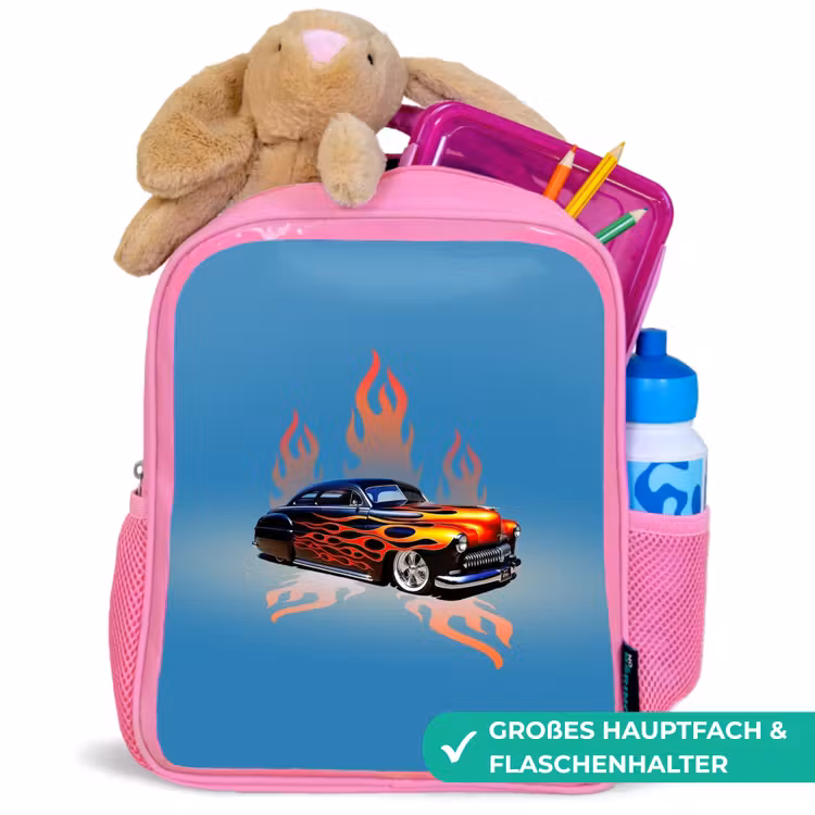 Kinderrucksack - Rosa - Hotrod-Flammen — 3