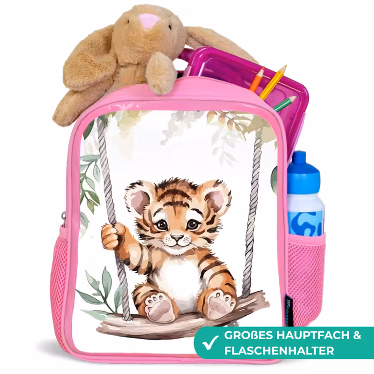Kinderrucksack - Rosa - Tiger - Tier - Kinder - Dschungel — 3