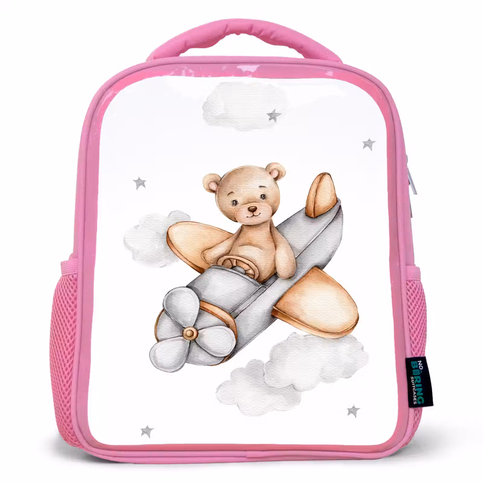 Kinderrucksack - Rosa - Bär - Flugzeug - Sterne - Kinder — 1