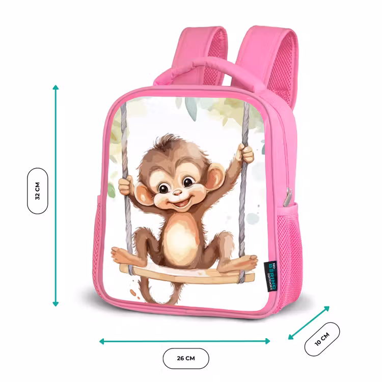 Kinderrucksack - Rosa - Affe - Tier - Kinder - Dschungel — 2