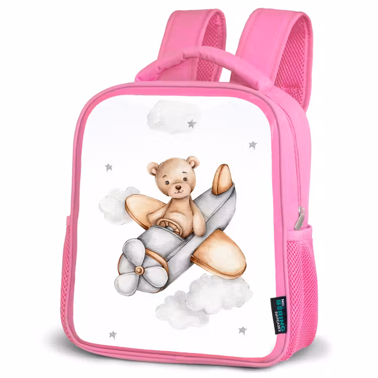 Kinderrucksack - Rosa - Bär - Flugzeug - Sterne - Kinder — 4