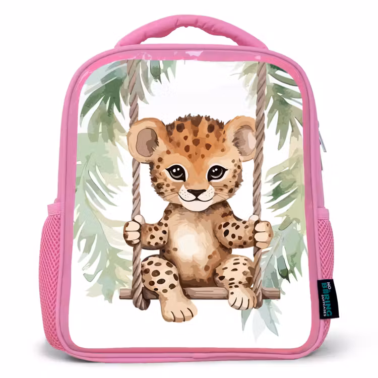 Kinderrucksack - Rosa - Leopard - Tier - Kinder - Dschungel — 1