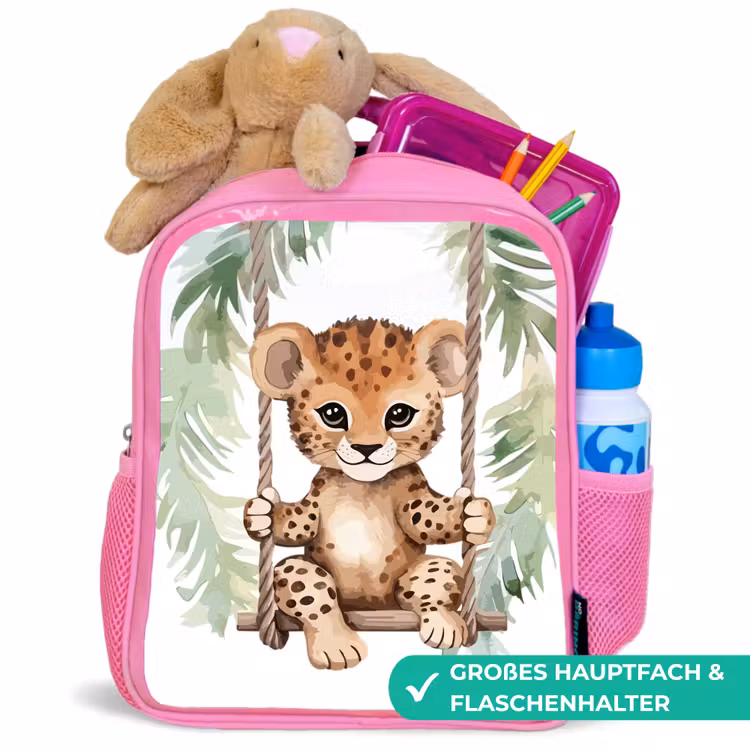 Kinderrucksack - Rosa - Leopard - Tier - Kinder - Dschungel — 3