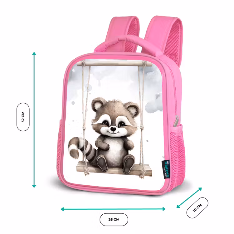 Kinderrucksack - Rosa - Waschbär - Tier - Kinder — 2