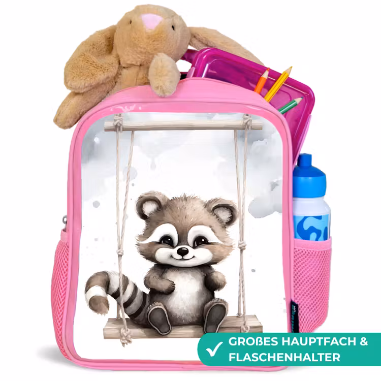 Kinderrucksack - Rosa - Waschbär - Tier - Kinder — 3